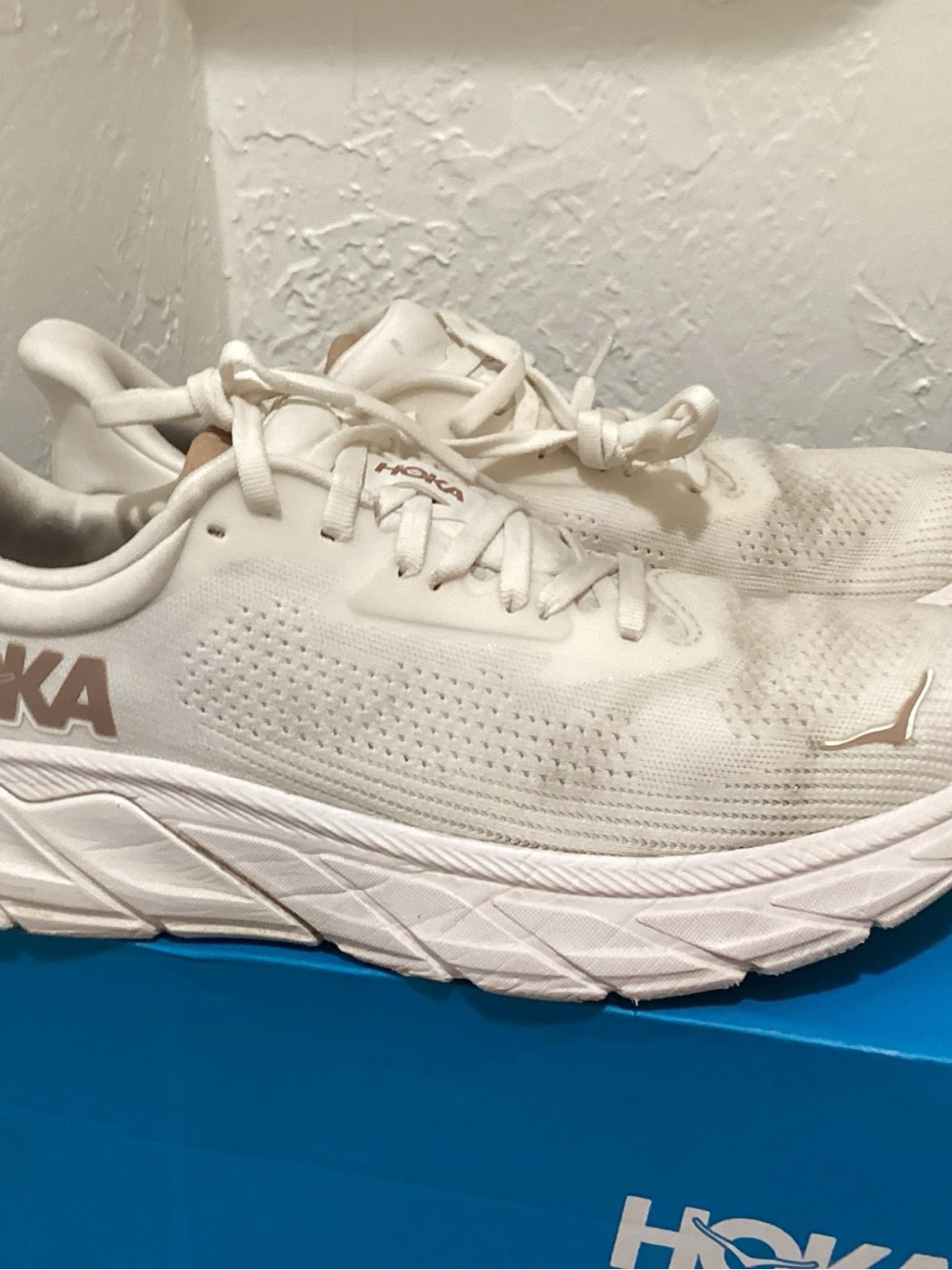 Hoka White Sneakers with Beige Accents
